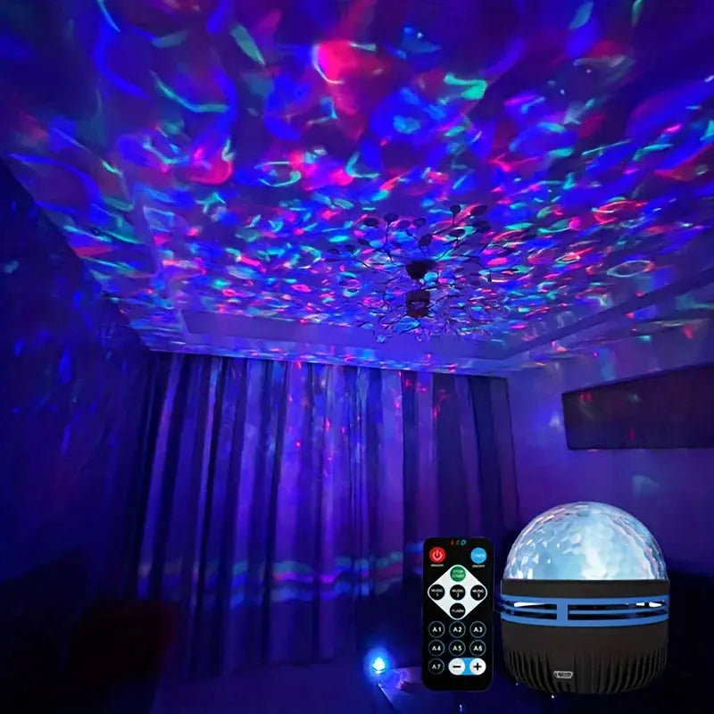 LED Starry Galaxy Projector Light RGB Smart Remote Control Star Aurora Lamp KTV USB Powered Auto Rotating for Home Bedroom Decor tableandwalllamps