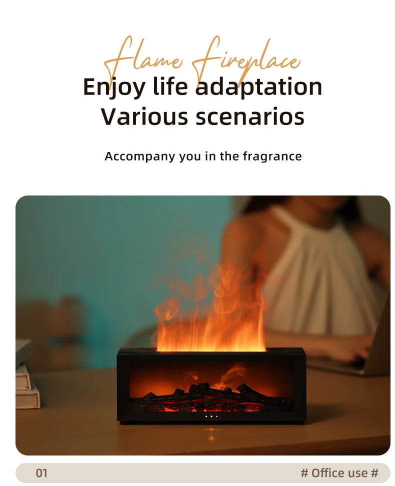 Fireplace Aroma Diffuser Colorful Flame Air Humidifier with Timer Remote and Waterless Auto Off for Home Office Birthday Gifts tableandwalllamps