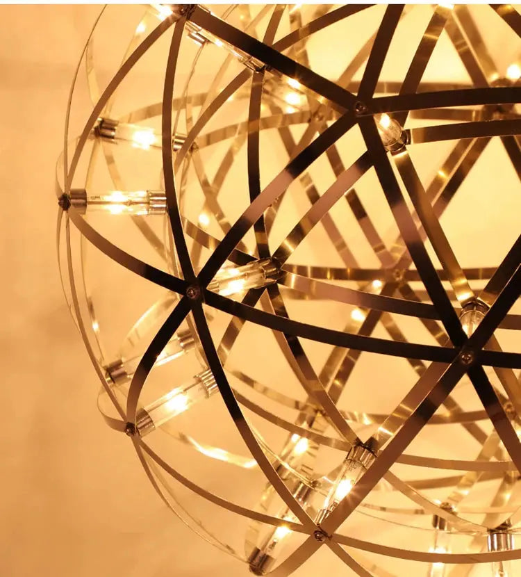 Italy Designer Assembled Spark Ball Led Chandeliers Firework Stainless Steel Loft Living Room Remote Pendant Lamp Indoor Decor tableandwalllamps