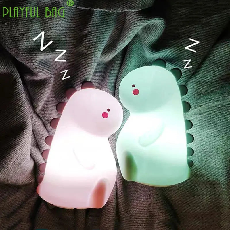 Decompression toy cute little dinosaur silicone night light color change remote control dual function ornament zd68 tableandwalllamps