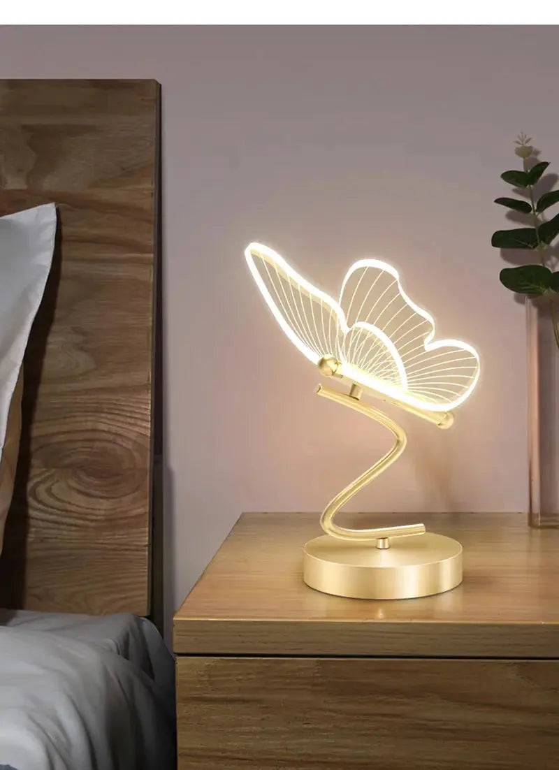 Nordic Butterfly Table Lamp USB Indoor Lighting Switch Button Home Decor Bedroom Bedside Living Room Dinner LED Desk Lamps tableandwalllamps