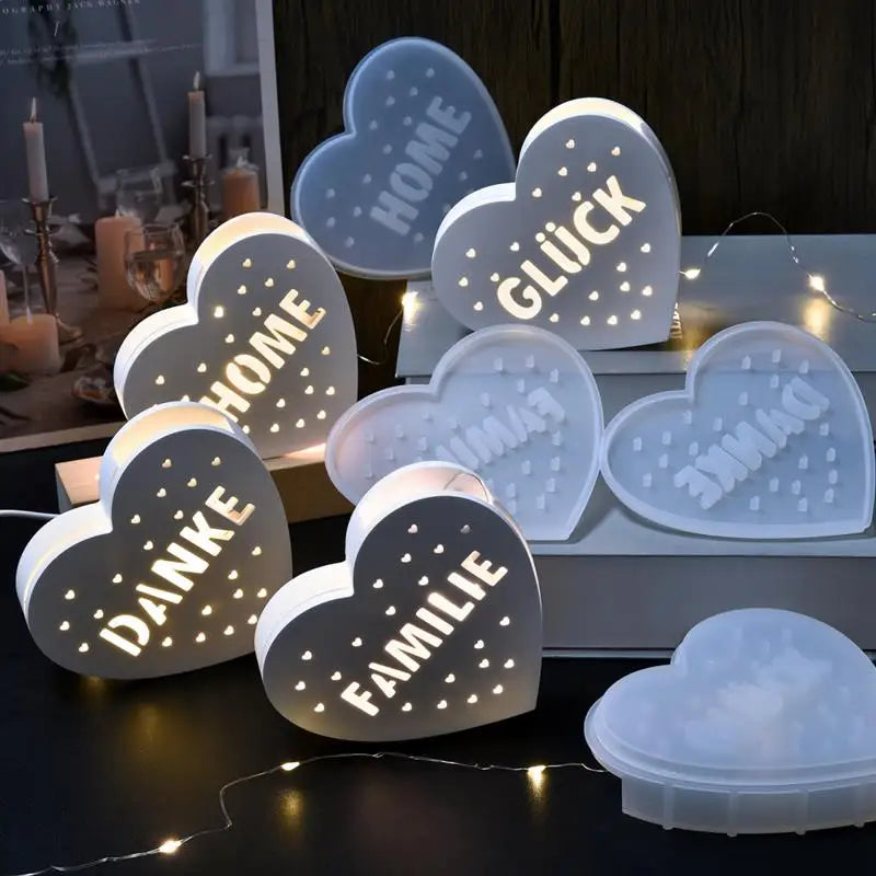 LED Night Light Silicone Mold Heart Mushroom Angel Luminous Splicing Gypsum Drip Glue Epoxy Resin Mold Ornaments Home Decor tableandwalllamps