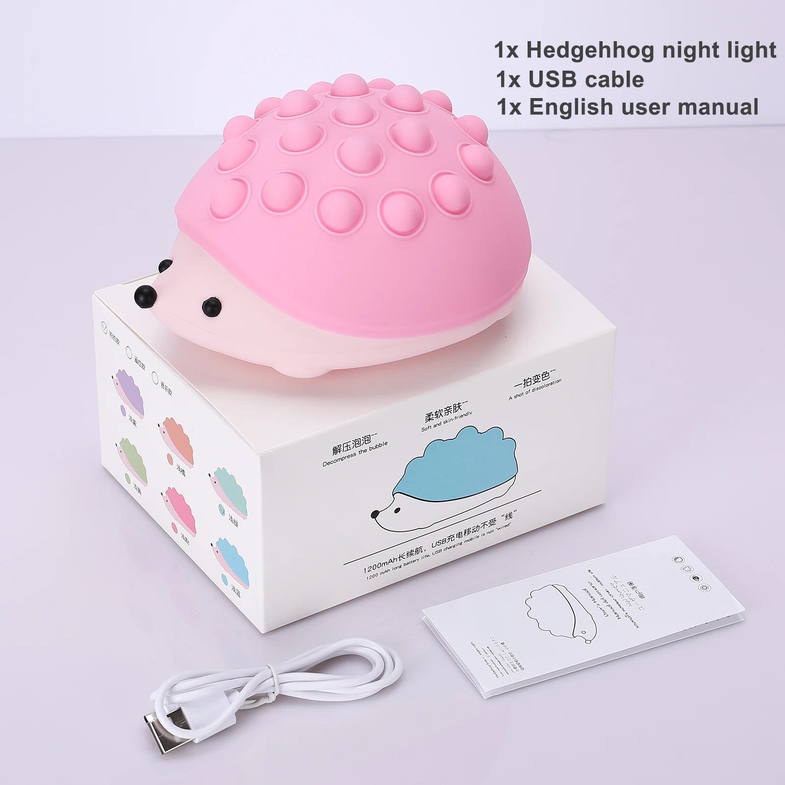 Office Decompression Toy Night Light Cute Hedgehog Colorful Eye Protection Baby Bedroom Nursing Lamp Creative Gift Child Friend tableandwalllamps