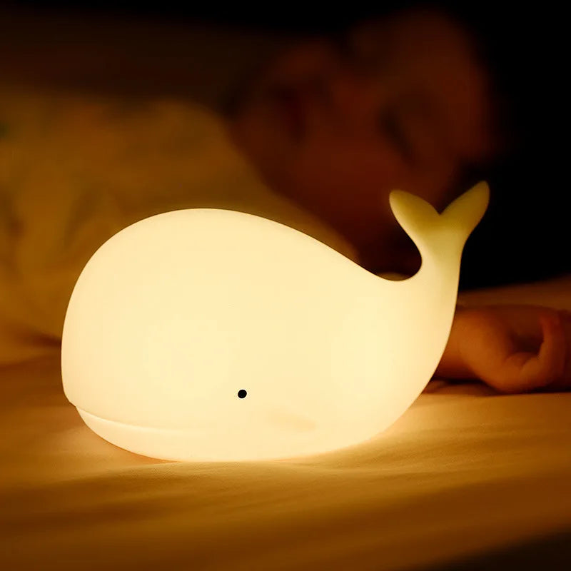 Cute Silicone Night Light Rabbit Whale Cat Touch Sensor USB Rechargeable Bedroom Bedside Lamp For Kids Baby Dropshipping tableandwalllamps