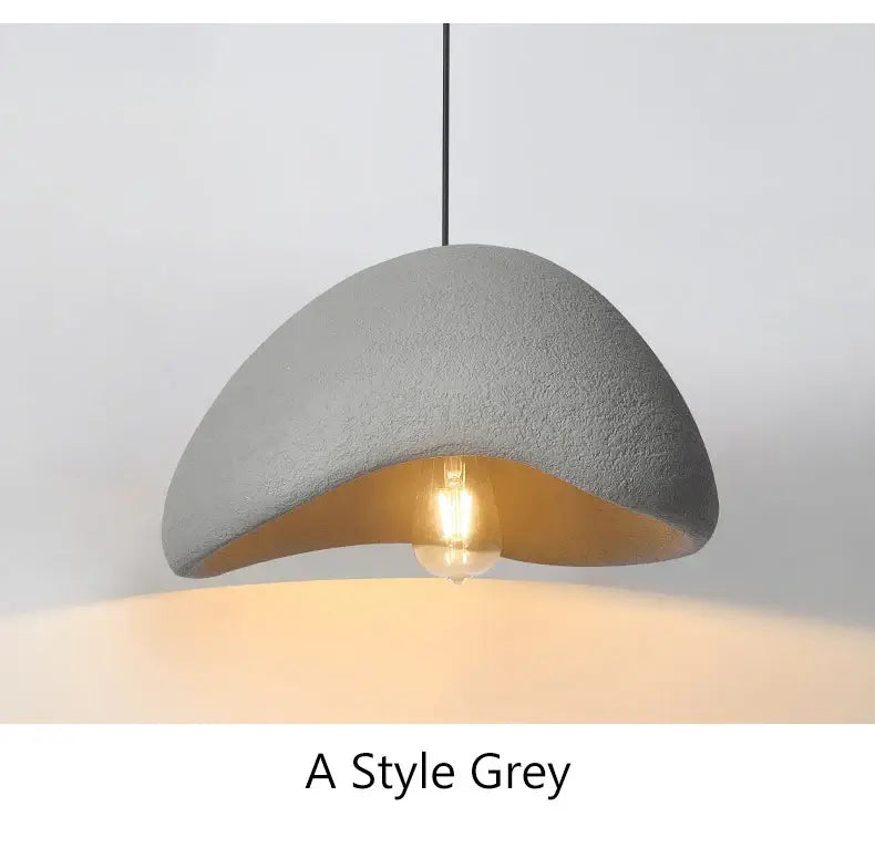 Grey modern pendant lamp with gold interior, perfect for dining room or loft decor.