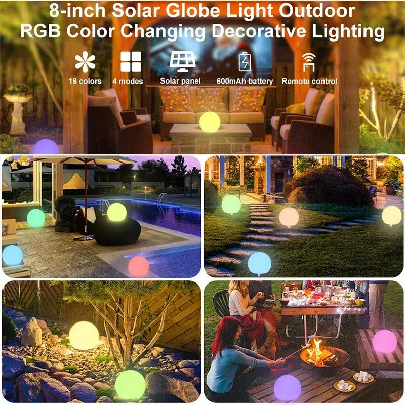 Solar Light 500mah Lithium Battery Outdoor Lighting Garden Lawn 24-key Remote Control Spherical Solar Lights Outdoor Lighting tableandwalllamps