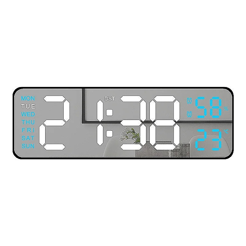 9 Inch Large Digital Wall Clock USB Powered TEMP Humidity Week Auto Dimmer DST Table Clock 12/24H Electronic LED Alarm Clock tableandwalllamps