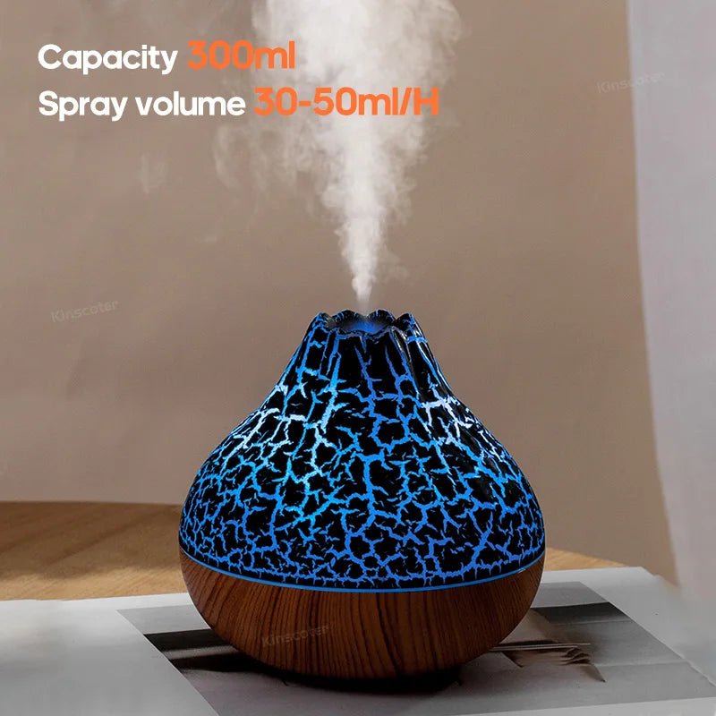 300ml Volcano Air Humidifier Desktop Electric USB Humidificadore Water Mist Diffuser Purifier Air Freshener With 7 Colors Night tableandwalllamps