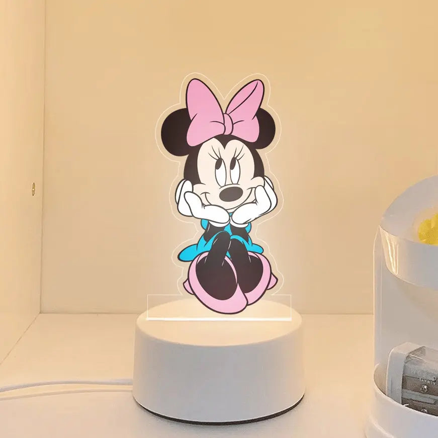 Disney Cartoon Mickey Minnie Mouse Ligthing Cute Ornament Night Light Bedroom Simple Led Lamp Creative Kids Gift tableandwalllamps