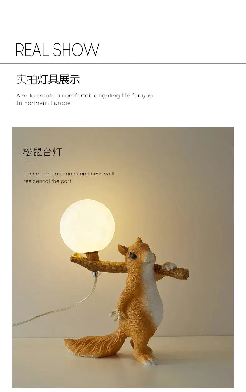 Bedside Lamp Table Lamp Children Desk Lamps Nordic Modern Creative for Living Room Bedroom Cute Decoration Squirrel Cartoon LED tableandwalllamps