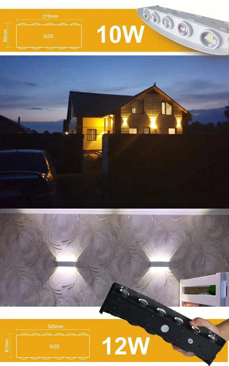 Aluminum LED Wall Lamp Waterproof IP65 Outdoor Garden Lights 8W 12W Interior Wall Light for Bedroom Living Room Stairs Lighting tableandwalllamps