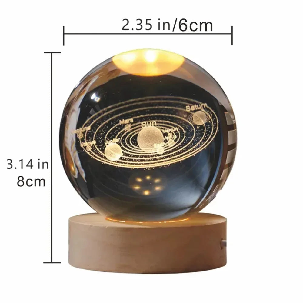 USB LED Night Light, Galaxy Crystal Ball Lamp, 3D Planet Moon Lamp,  night light  moon lamp  bedroom  cute light lamp tableandwalllamps