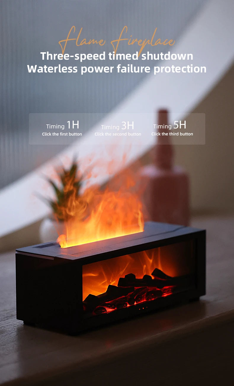 Simulated Fireplace Aroma Diffuser 150ml Flame Air Humidifier with Remote and Waterless Auto Off for Home Room Creative Gift tableandwalllamps