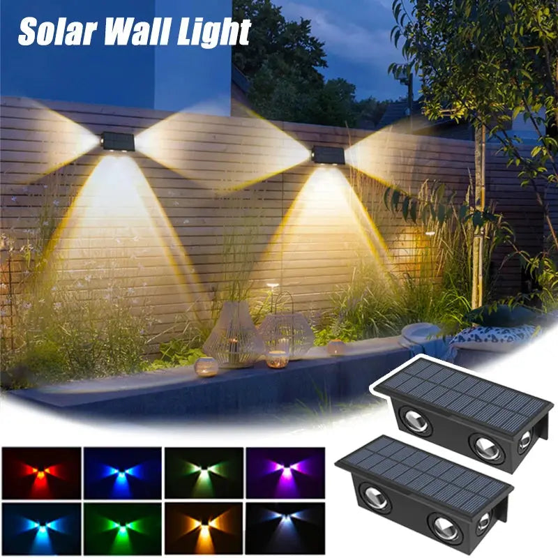 Solar Wall Lights Outdoor Waterproof LED Lamp Sides Lighting Multicolor Garden for Countyard Porch Fence Wall Decorations tableandwalllamps