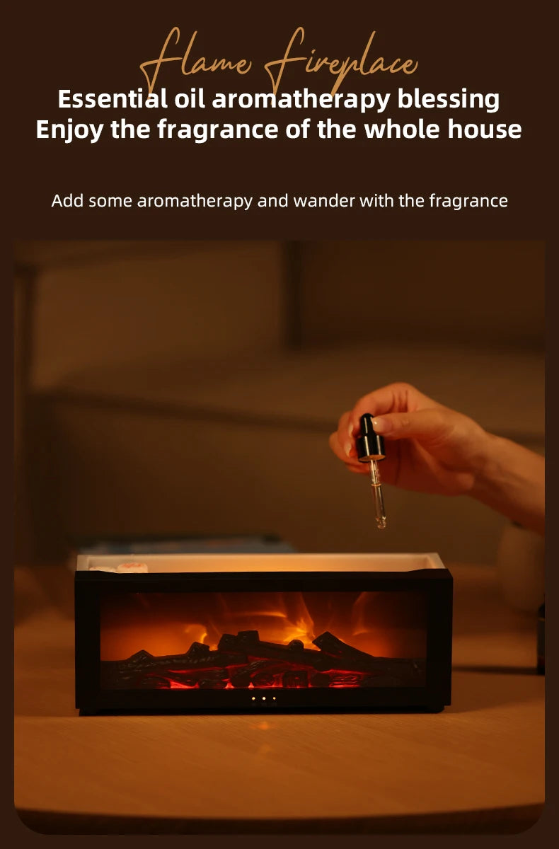 2024 New Creative Fireplace Aroma Diffuser 150ml Colorful Flame Air Humidifier with Remote and Waterless Auto Off for Home Room tableandwalllamps