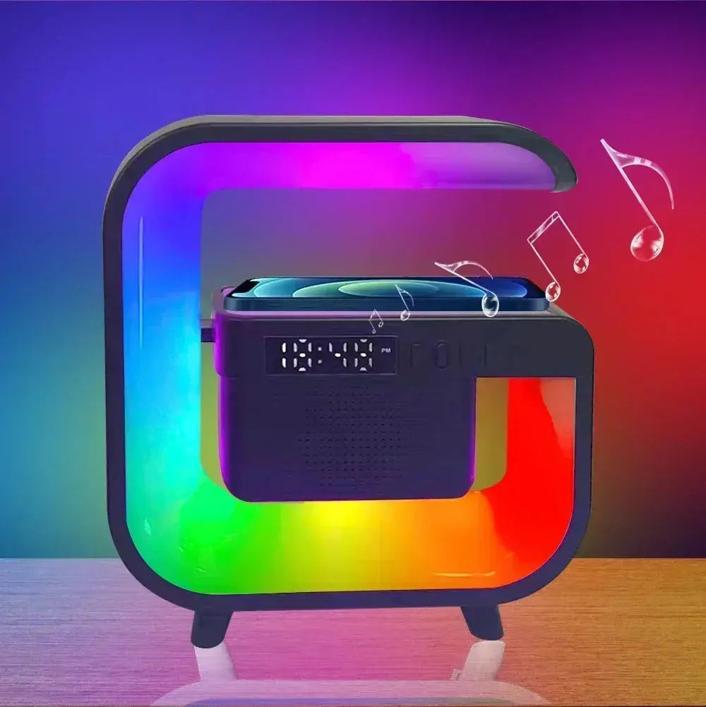 Wireless Charger Stand Pad Bluetooth 5.0 Speaker RGB Night Light Lamp Desktop Desk Phone Fast Charging for iPhone 16 15 Samsung tableandwalllamps