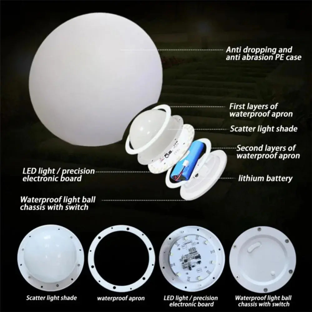 Waterproof LED Garden Ball Light Rechargeable Landscape Lighting Lawn Lamps for Outdoor Party Wedding Bar Garden tableandwalllamps