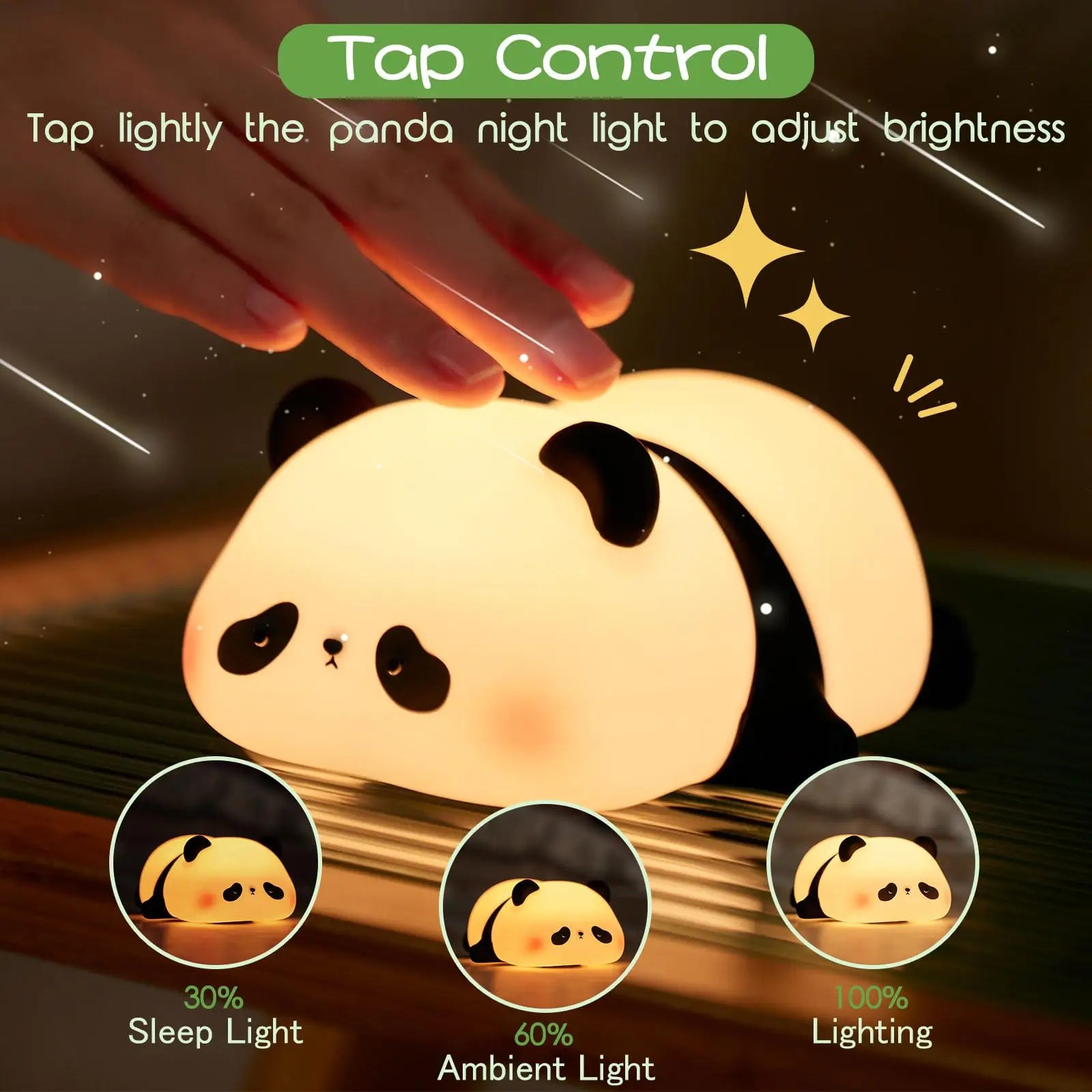 Panda Night Light, Touch Activated LED Desk Lamp, Cute Cartoon Baby Night Lamp for Kids Bedroom, Soft LED Nightlight for Kids tableandwalllamps