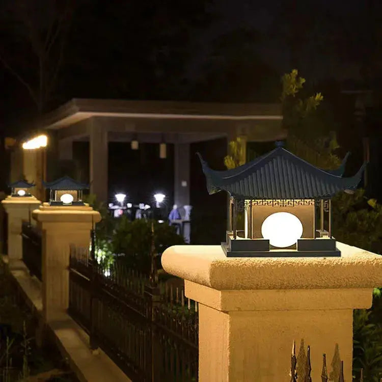 Chinese Style LED Lawn Lamp AC220V 110V Waterproof IP65 Gazebo Steet Light For Outdoor Pillar Fence Door Post Chapiter Lighting tableandwalllamps