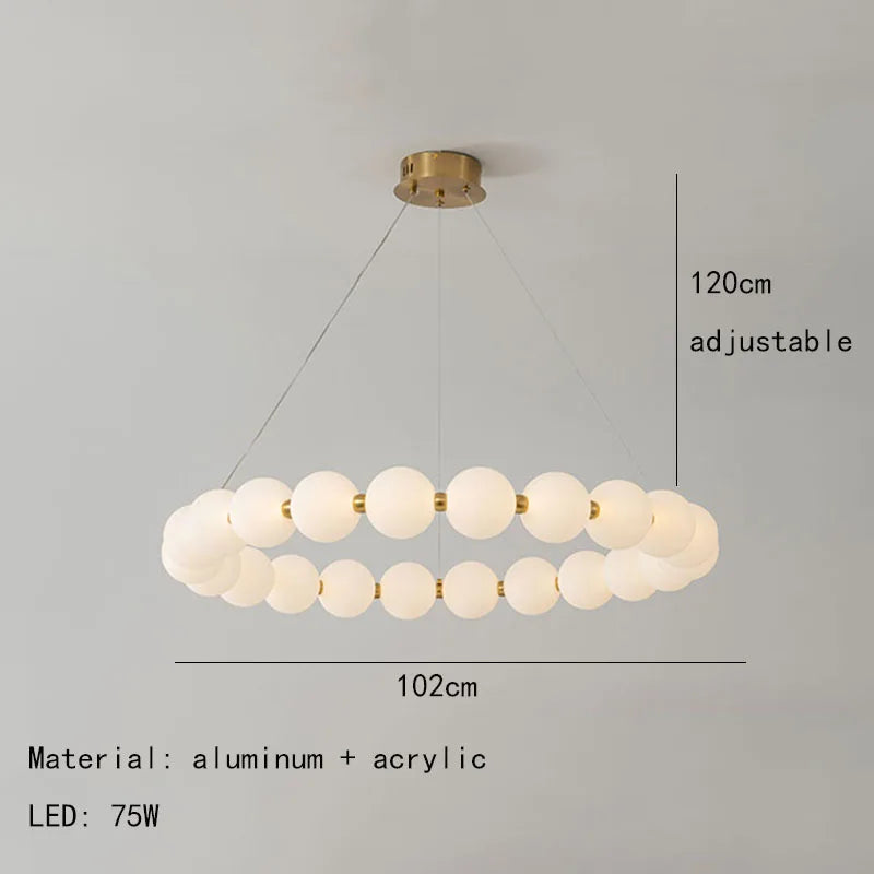 Nordic Ring LED Chandelier Dimmable Acrylic for Living Room Center Table Bedroom Hall Pendant Lamps Home Decor Lusters Fixture