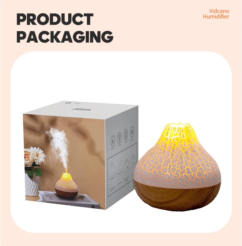 300ml Volcano Air Humidifier Desktop Electric USB Humidificadore Water Mist Diffuser Purifier Air Freshener With 7 Colors Night tableandwalllamps