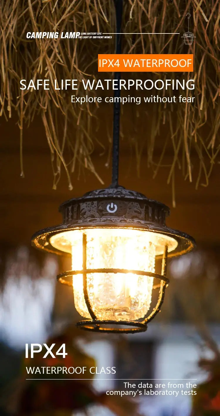 Retro Portable Camping Lantern Waterproof Emergency Light Stepless Dimmable Hanging Tent Lamp for Outdoor Hiking tableandwalllamps