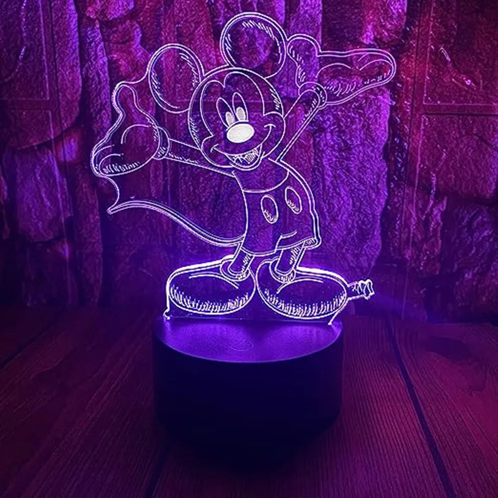 Disney Cartoon 3D Night Light Minnie Mickey Mouse Acrylic Touch 3D illusion Lamp Bedroom Decorative Table Lamp Child Toys Gifts tableandwalllamps