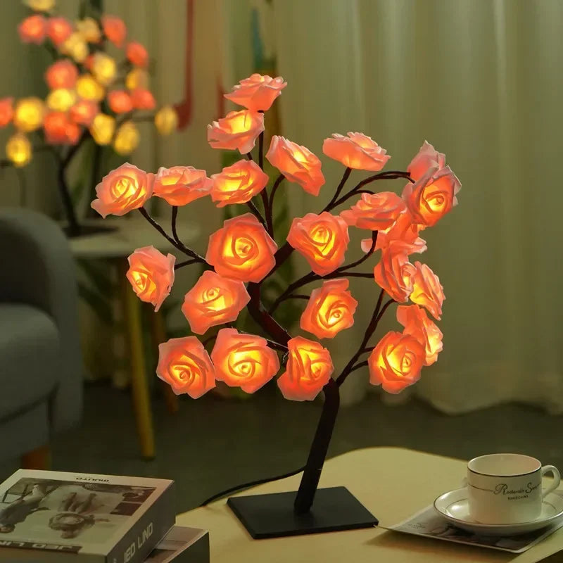 24 LED Rose Lamp, Rose Light Tree Table Top Decorations for Wedding Mother's Day Valentine’s Day Decorations, Gift for Girls Mom tableandwalllamps