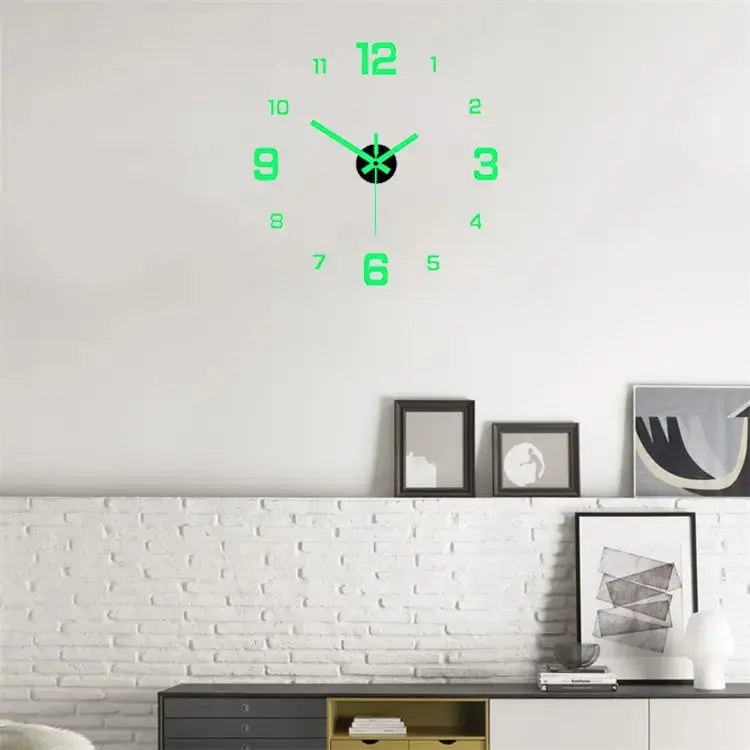 EW Creative Simple Luminous Digital Clock European Style DIY Silent Wall Clock Study Living Room Punch-Free Wall Sticker Clock tableandwalllamps