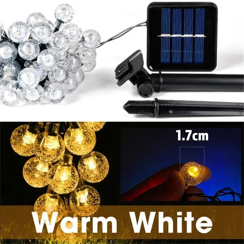 20~200LED Solar Lights Outdoor Globe Fairy String Light Christmas Garland 8 Modes Waterproof Patio Light for Garden Party Decor tableandwalllamps