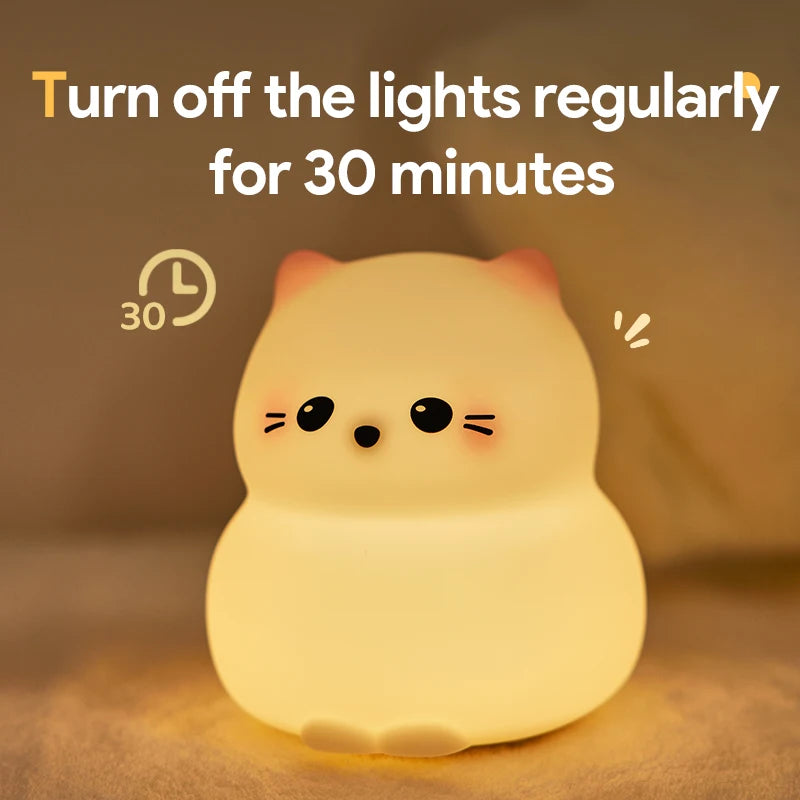 Puppy Cat Night Light Rechargeable Nursery Led Table Lamp Silicone Kawaii Birthday Gifts for Kids Toddler Room Bedroom Decor tableandwalllamps