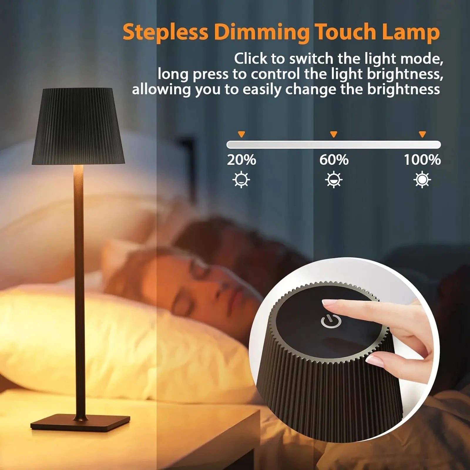 2Pcs Modern LED Desk Lamp LED Table Lamp with Touch Dimmable Night Light with 3 Color for Living Room Bedroom Study Office tableandwalllamps