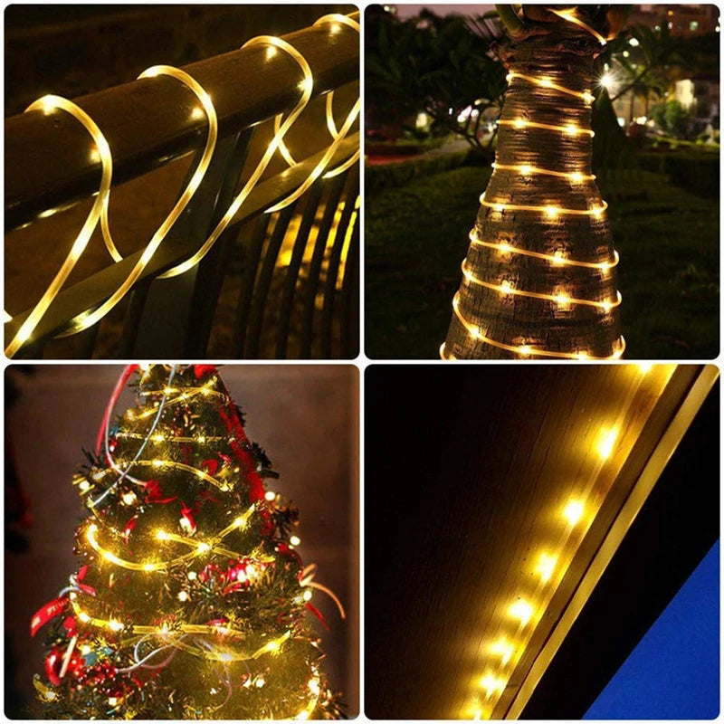 Solar String Light Outdoor Tube Rope Lights Waterproof Tube Lights for Outdoor Home Garden Parties Decor Led Lights Outdoor tableandwalllamps