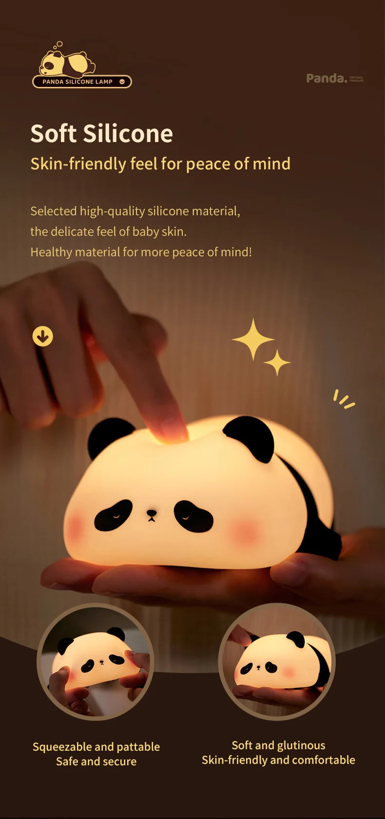 Cartoon Rechargeable Night Light Led Table Lamp Silicone Ghost Kiwi Panda Birthday Gift Baby Nursery Room Bedroom Nightlight tableandwalllamps