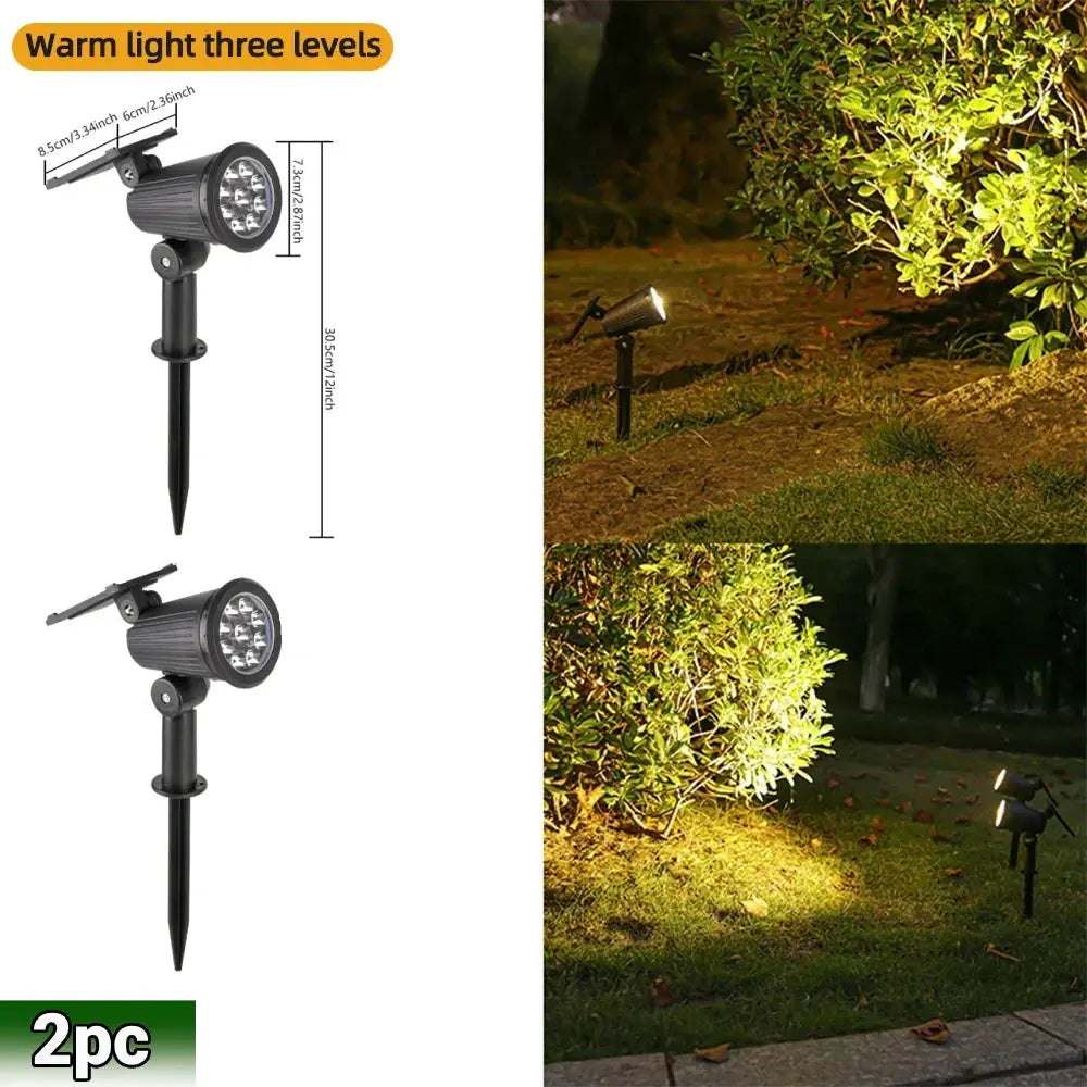 9 LED Solar Spot Lights IP65 Waterproof Outdoor RGB Solar Landscape Lights Brightness Adjustable for Garden Yard Palm Trees tableandwalllamps