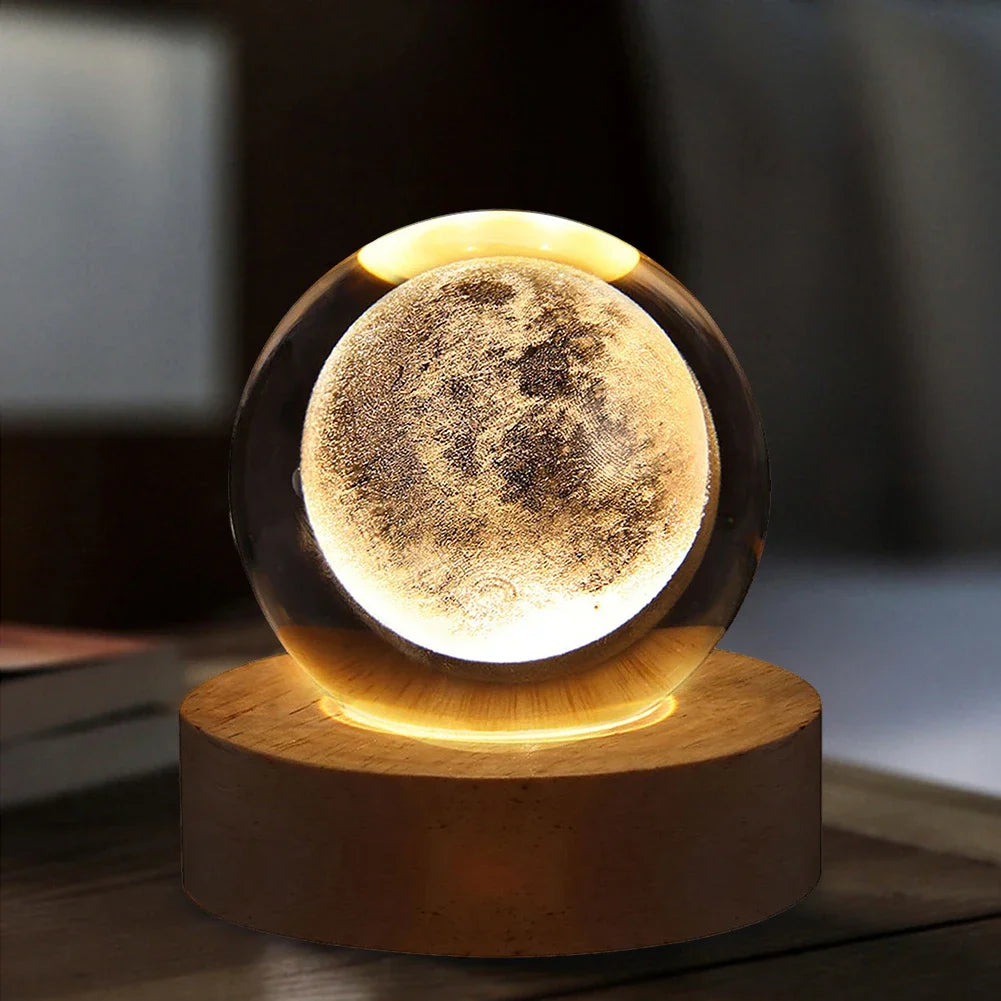 Crystal Ball LED Night Light Glowing Planet Galaxy Solar System Astronaut 3D Moon Table Lamp USB Room Atmosphere Lamp tableandwalllamps