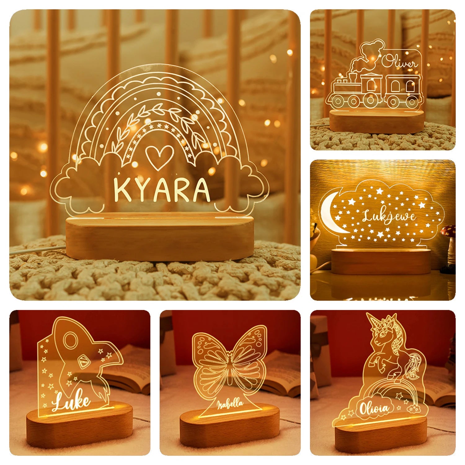 Custom Baby Kids USB Night Light Personalized Children Name Lamp Nursery Newborn Bedroom Home Decoration Birthday Souvenir Gift tableandwalllamps