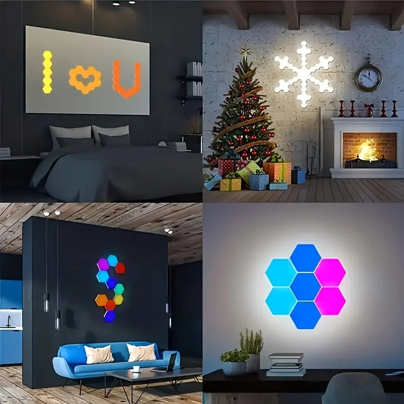 Touch Sensitive Night RGB Lighting, Geometric Module DIY Assembly Night Light, RGB Hexagonal Wall Light, Tactile Night Light tableandwalllamps