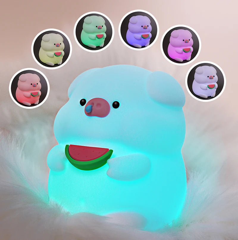 Silicone Cat Dog Night Light USB Rechargeable Nursery Sleeping Lamp Kawaii Cat Animal Night Lights for Kids Bedside Decoration tableandwalllamps