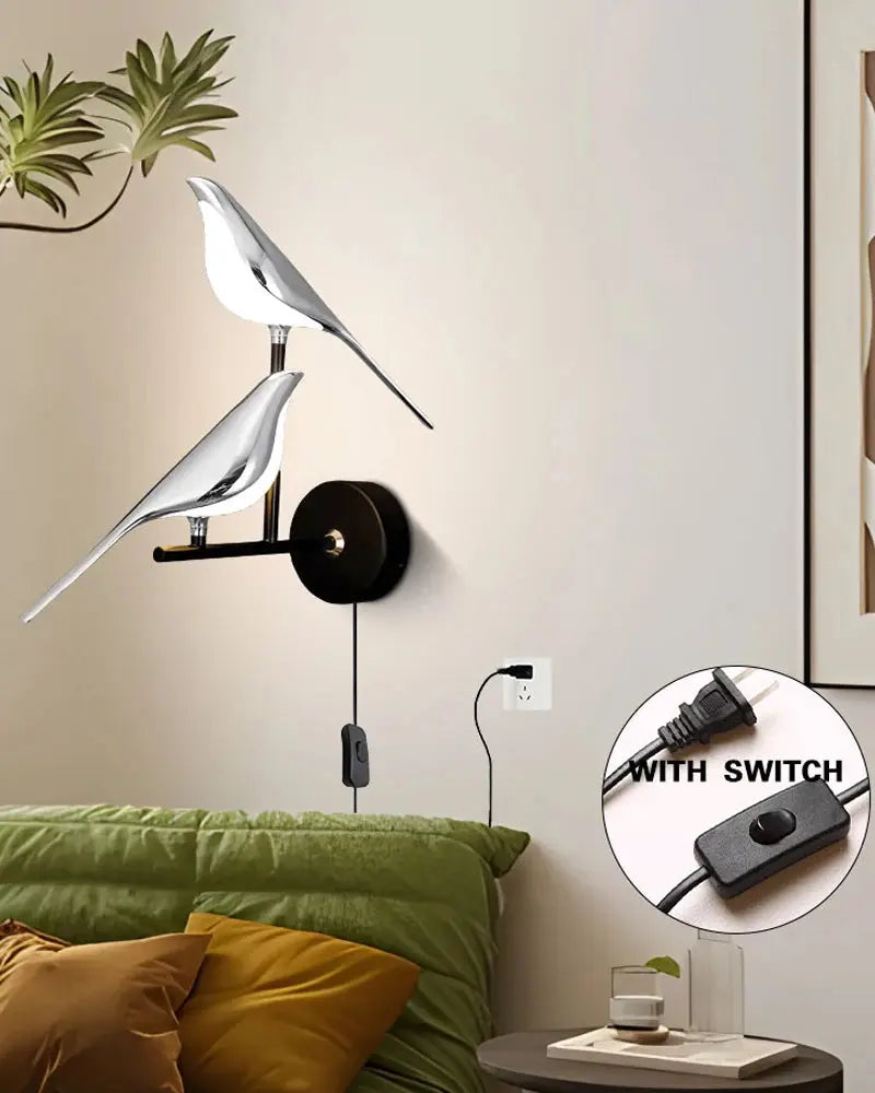 Magpie Bird LED Wall Lamps with Plug for Bedside Bedroom 360° Rotation Indoor LED Wall Lights Fixture Wall Sconce Home AC85-265V tableandwalllamps