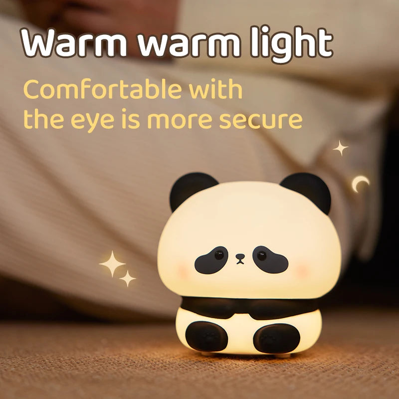 4Styles Panda LED Night Light Cute Silicone Lamp Baby Nursery Touch Sensor Nightlight Rechargeable with 3 Warm Light for Bedroom tableandwalllamps