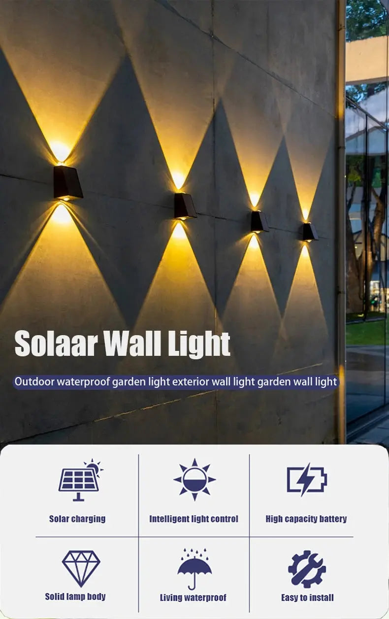 Solar Wall Light Strong Brightness Outdoor Waterproof Home Garden Arrangement Terrace Balcony Atmosphere Decoration Night Lamp tableandwalllamps