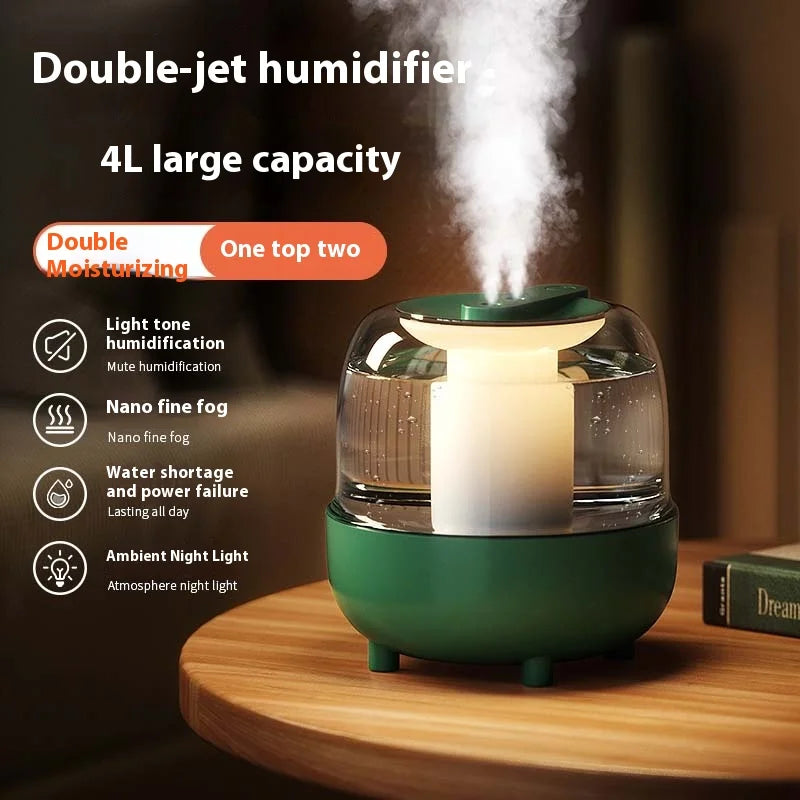 2.5L 4L Quiet Large Capacity Spray Humidifier Dual Nozzle Portable Mini Spray Humidifier Essential Oil Diffuser Air Humifier New tableandwalllamps