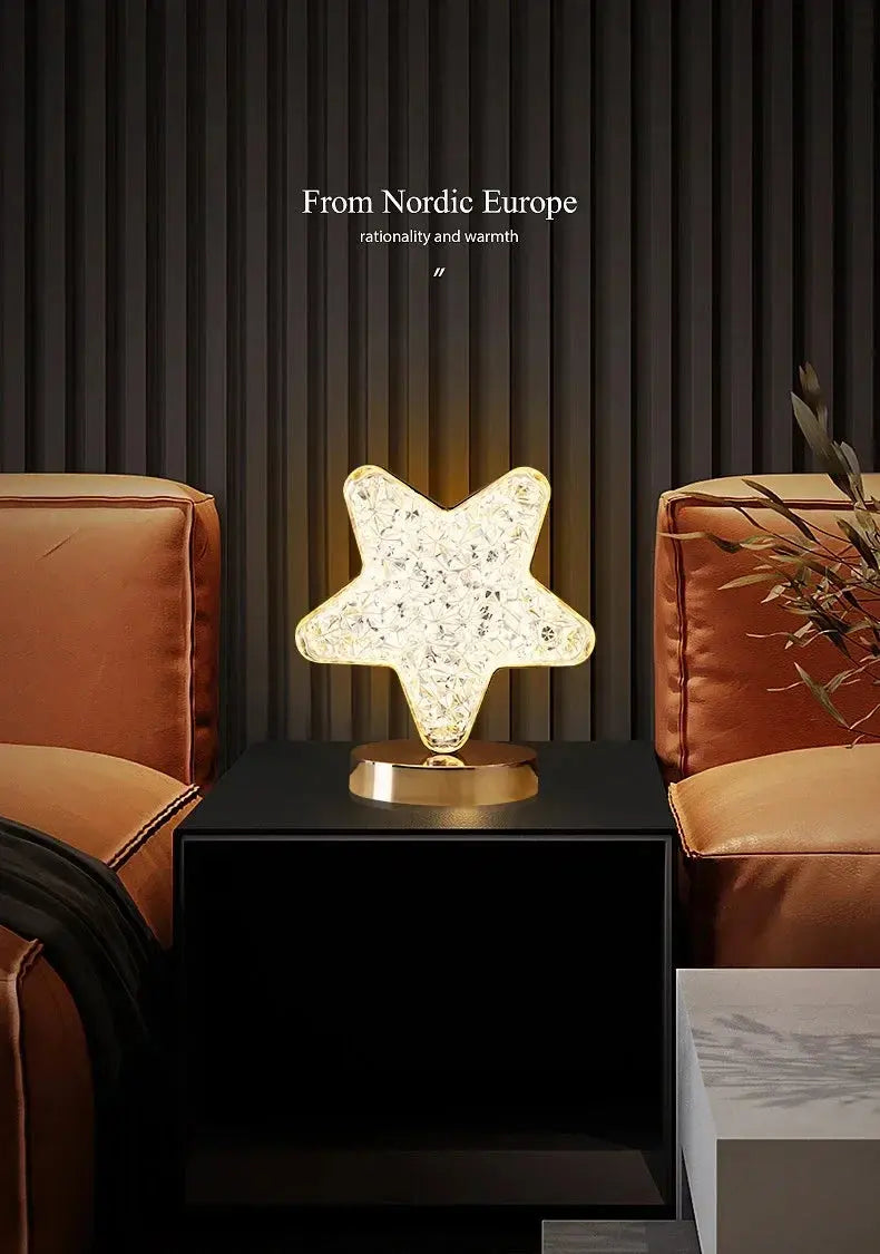 Nordic Luxury Bedroom Lamp Acrylic Crystal Star Bedside Table Lamp Romantic Atmosphere Lamp Recharge Touch Switch Night Lights tableandwalllamps