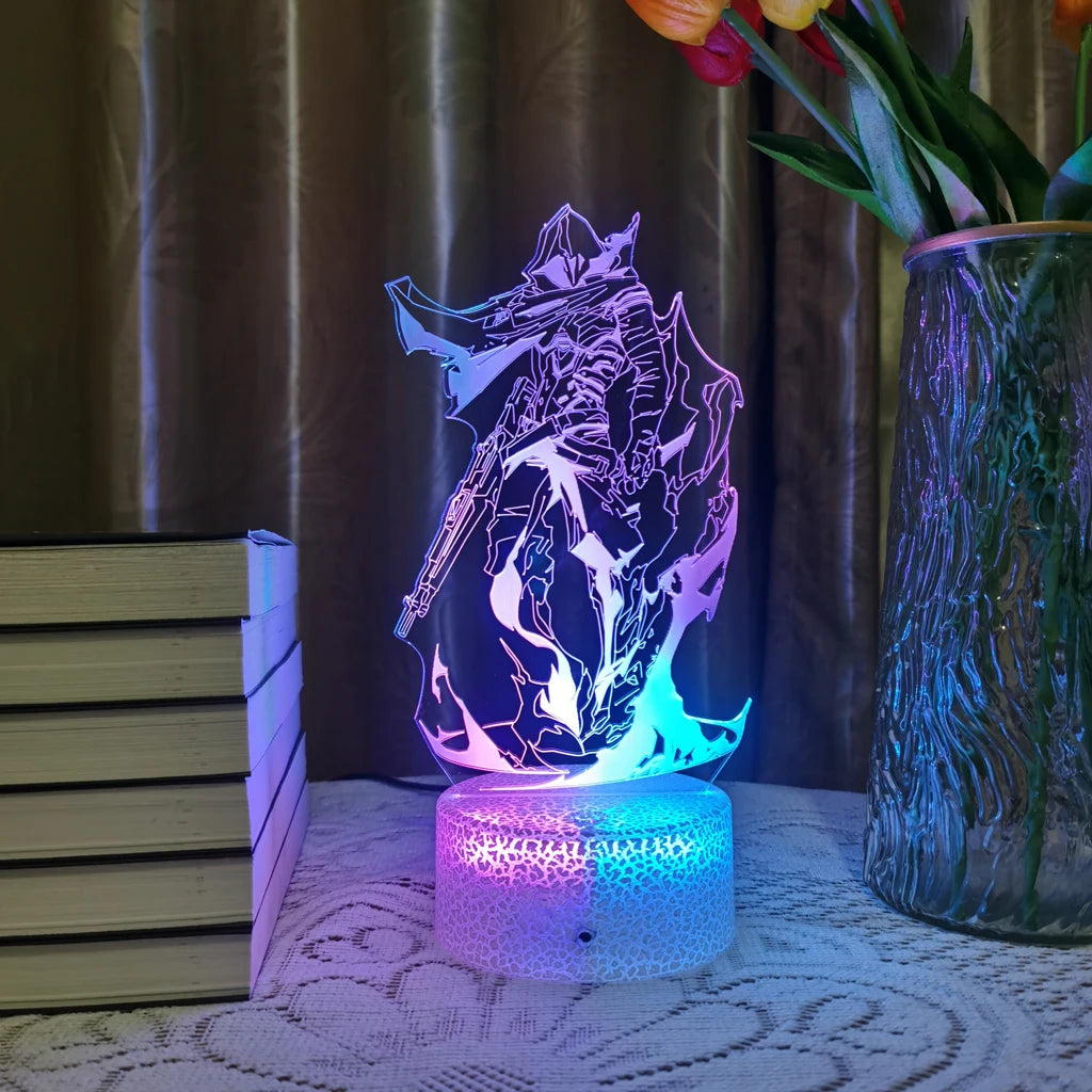 Omen Valorant Game Figure Acrylic Board Luminous Base For Kid Home Room Night Light Anime Led 3D Lamp Christmas Decor Gift Viper tableandwalllamps