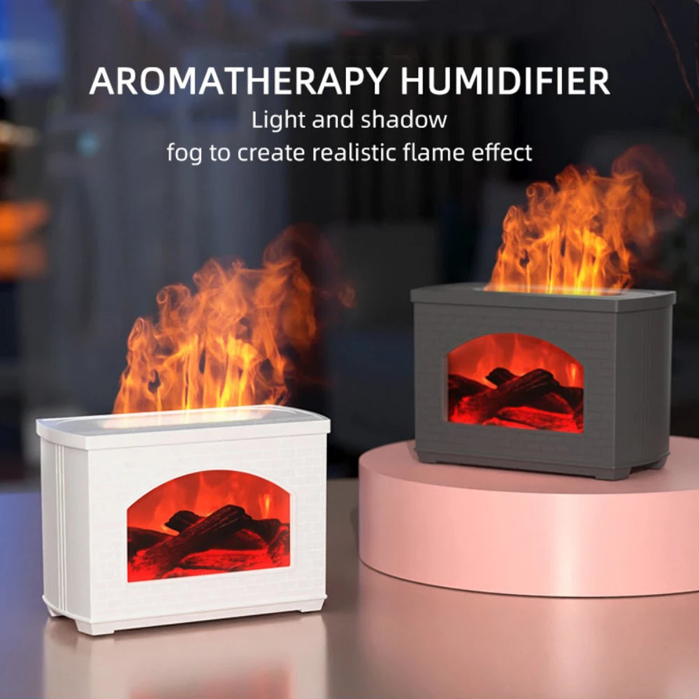 Colourful Flame Home USB Aromatherapy Diffuser Large Capacity Water Tank Fireplace Essential oils Air Humidifier Christmas Gifts tableandwalllamps