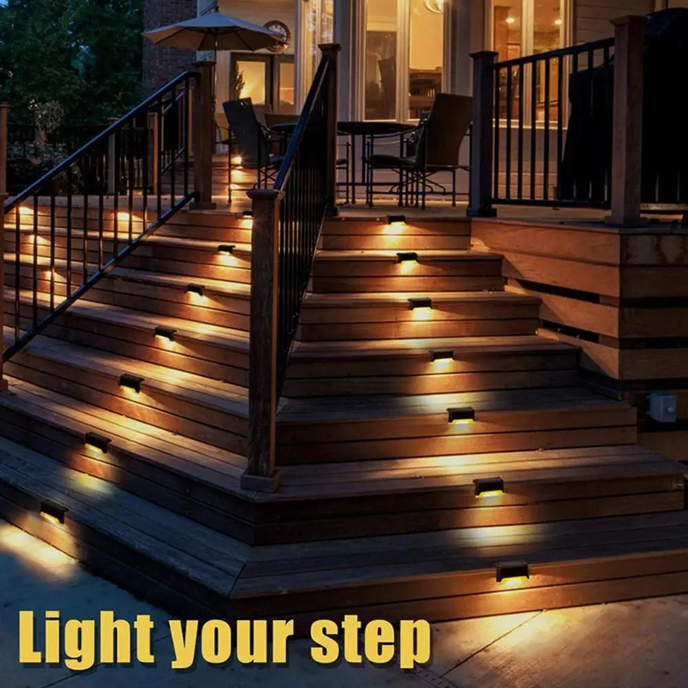 Warm White LED Solar Step Lamp Path Stair Outdoor Garden Lights Waterproof Balcony Light Decoration for Patio Stair Fence Light tableandwalllamps