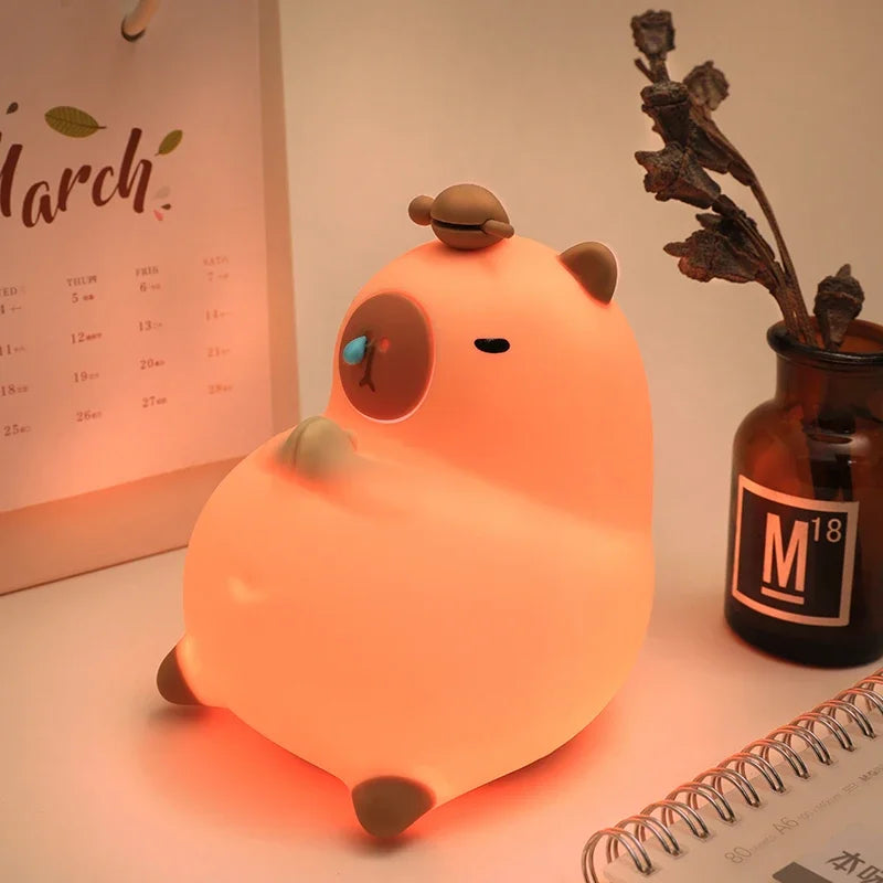 Cute Capybara Night Light Rechargable Digital Alarm Clock Night Lamp Touch Snooze Desktop Table Light for Gift tableandwalllamps