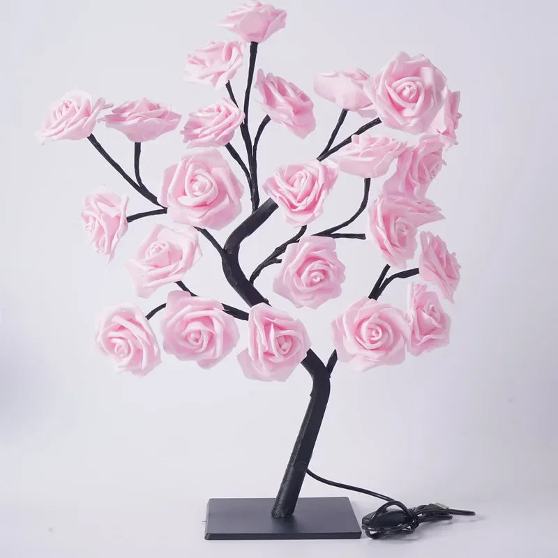 24 LED Rose Lamp, Rose Light Tree Table Top Decorations for Wedding Mother's Day Valentine’s Day Decorations, Gift for Girls Mom tableandwalllamps