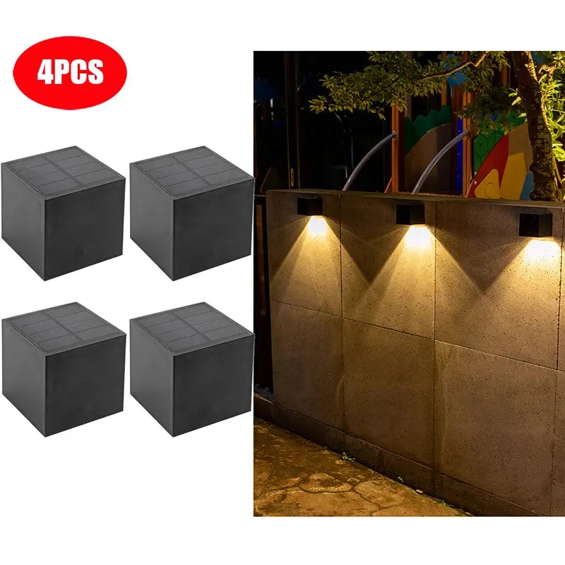 LED Solar Light Outdoor Garden Square Wall Lamp Outdoor Courtyard Garden Fence Lighting Wall Decoration Lamp tableandwalllamps